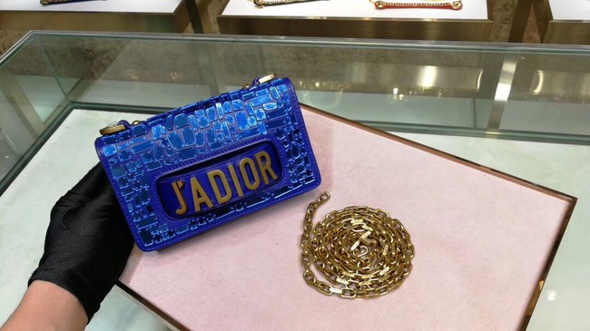 DIOR WITH CHAIN SMOOTH CALFSKIN EMBROIDERED WITH A MOSAIC OF MIRRORS M900 blue