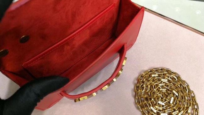 DIOR WITH CHAIN SMOOTH CALFSKIN EMBROIDERED WITH A MOSAIC OF MIRRORS M900 red