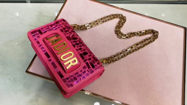DIOR WITH CHAIN SMOOTH CALFSKIN EMBROIDERED WITH A MOSAIC OF MIRRORS M900 rose