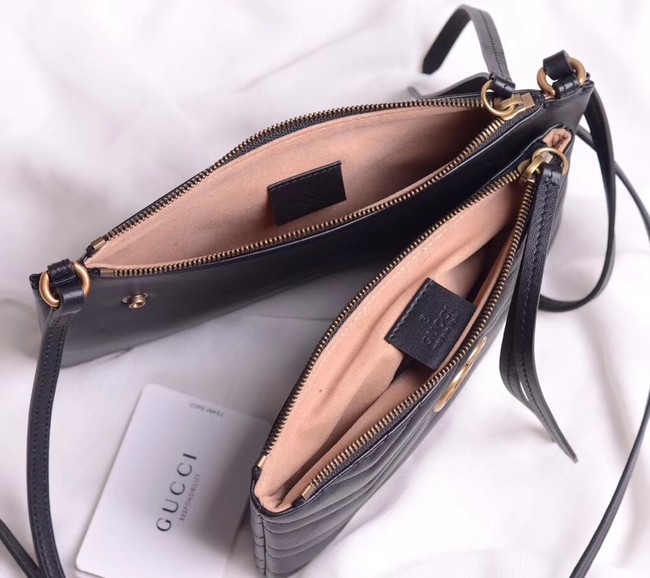 Gucci Laminated leather small shoulder bag 453878 black