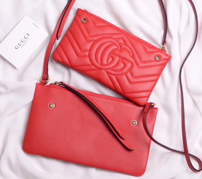 Gucci Laminated leather small shoulder bag 453878 red