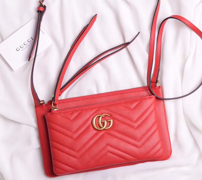 Gucci Laminated leather small shoulder bag 453878 red