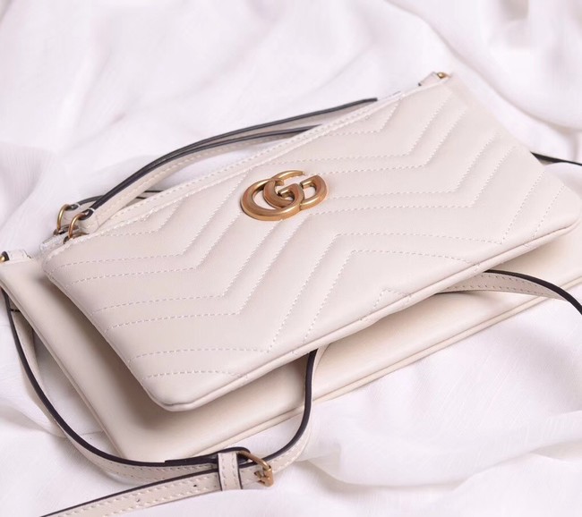 Gucci Laminated leather small shoulder bag 453878 white