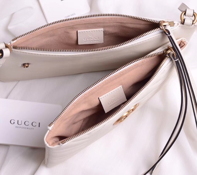 Gucci Laminated leather small shoulder bag 453878 white