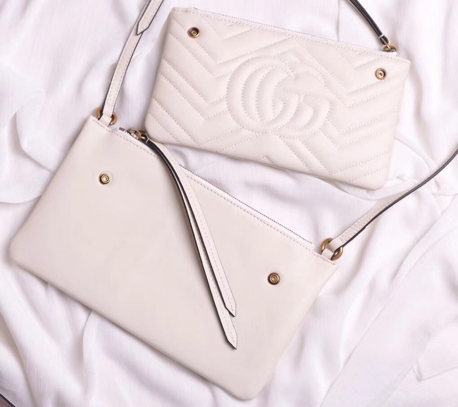 Gucci Laminated leather small shoulder bag 453878 white