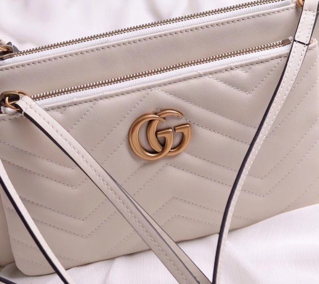 Gucci Laminated leather small shoulder bag 453878 white