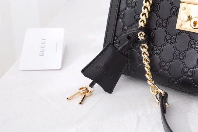 Gucci original leather Padlock shoulder bag 498156 black