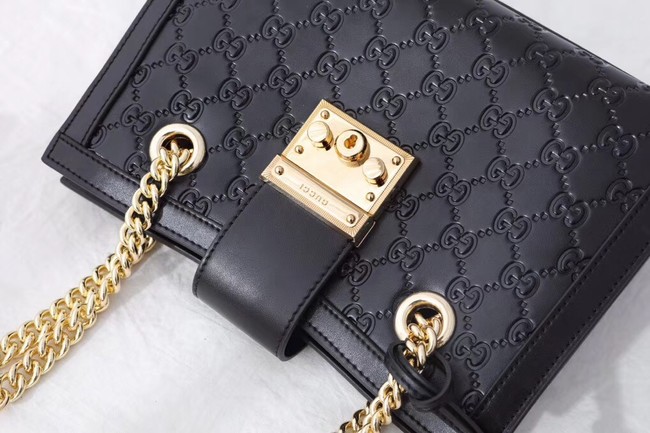 Gucci original leather Padlock shoulder bag 498156 black