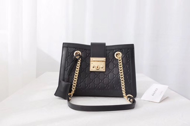 Gucci original leather Padlock shoulder bag 498156 black