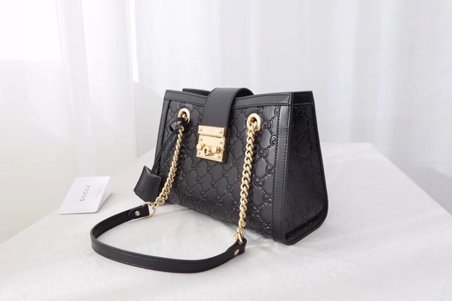 Gucci original leather Padlock shoulder bag 498156 black