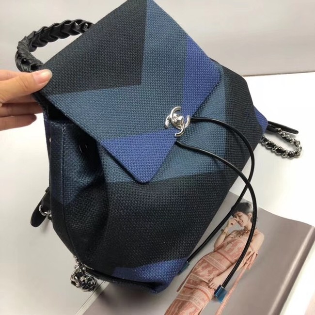 CHANEL Small Backpack 33659 Blue&black