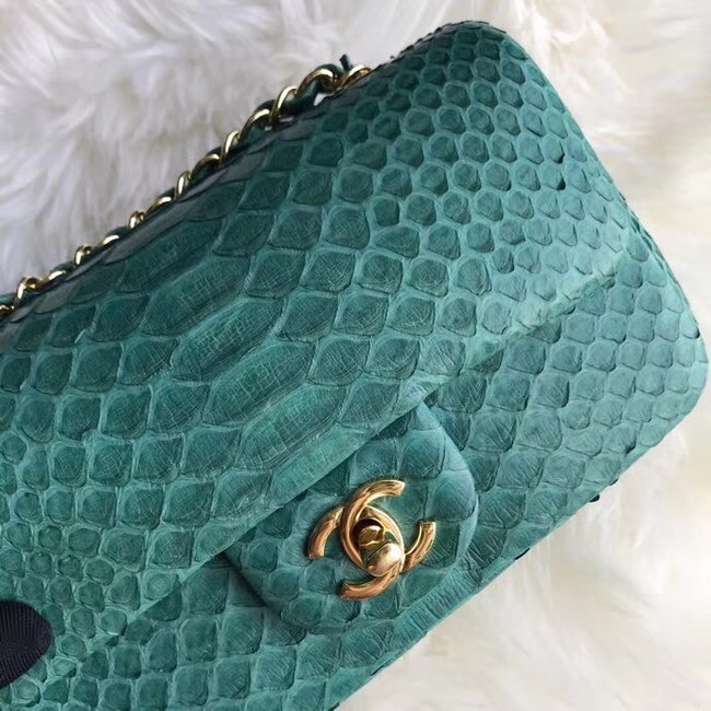 Chanel Mini Flap Bag Python & Gold-Tone Metal A69900 green