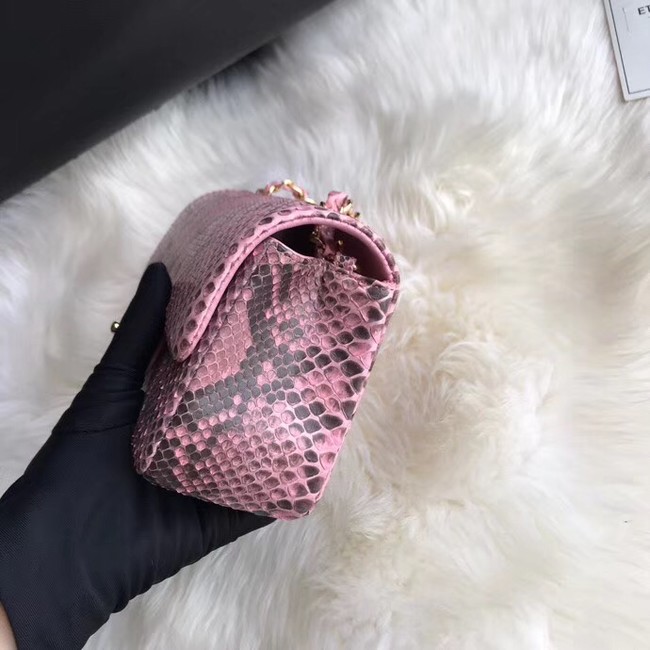 Chanel Mini Flap Bag Python & Gold-Tone Metal A69900 pink