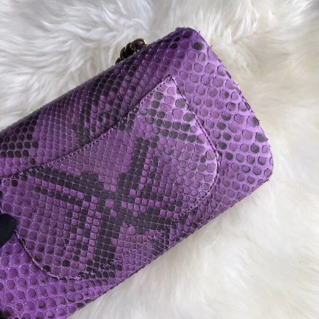Chanel Mini Flap Bag Python & Gold-Tone Metal A69900 purple