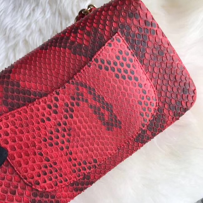 Chanel Mini Flap Bag Python & Gold-Tone Metal A69900 red