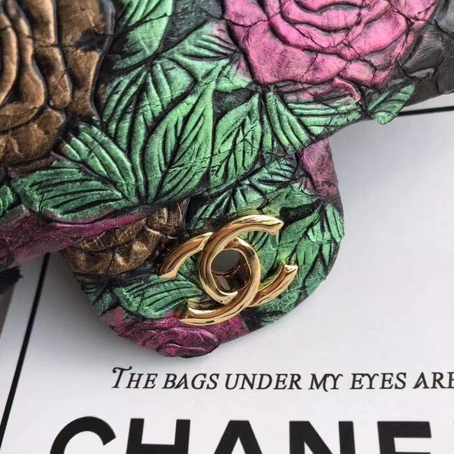 Chanel Mini Flap Bag Python & Gold-Tone Metal c69900 black
