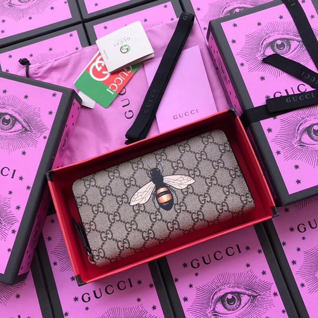 Gucci GG Supreme zip around wallet 451273 bee