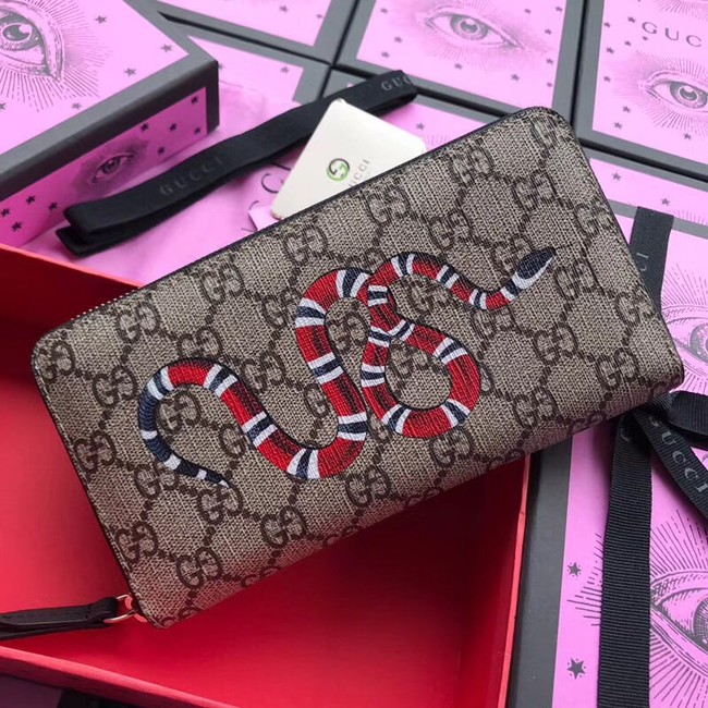 Gucci Kingsnake print GG Supreme zip around wallet 451273