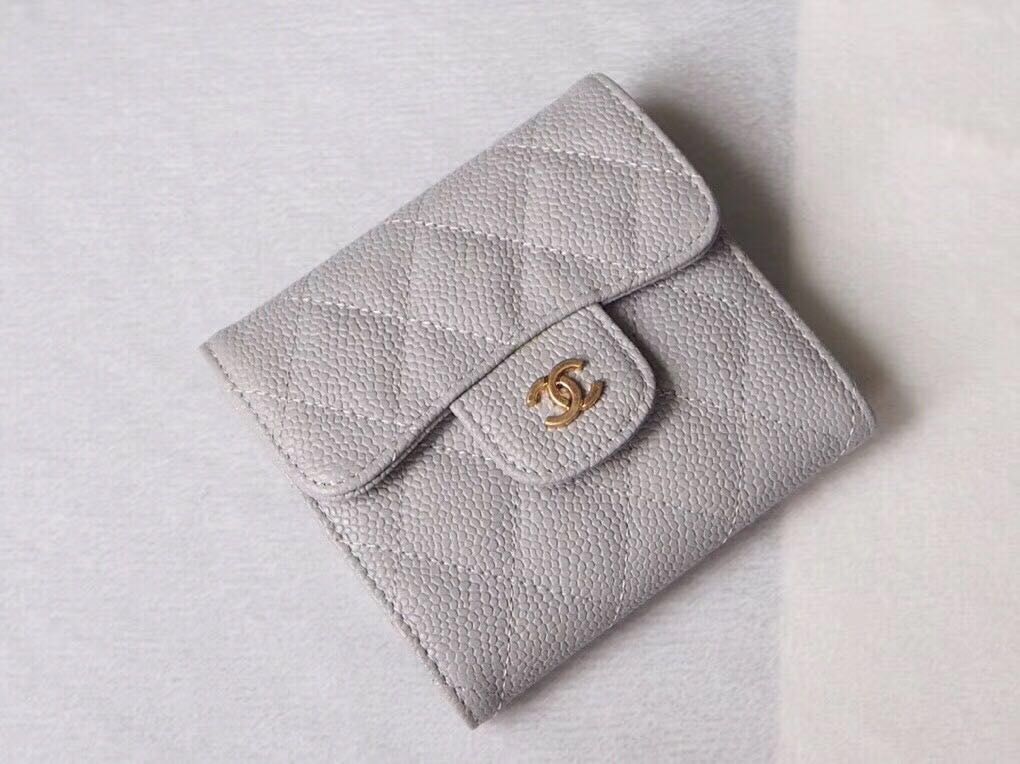 Chanel Wallet Calfskin Leather A49639 Gray