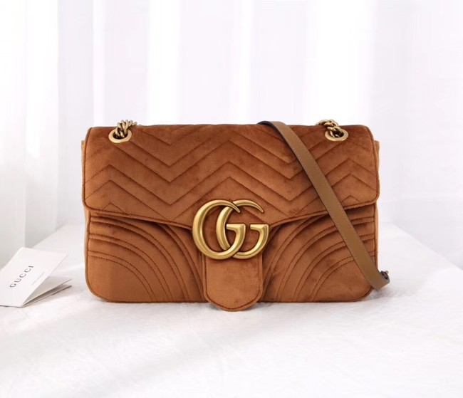 Gucci GG Marmont velvet medium shoulder bag 443496 Taupe