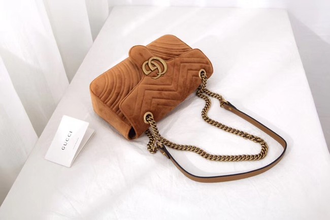 Gucci GG Marmont velvet medium shoulder bag 443497 Taupe