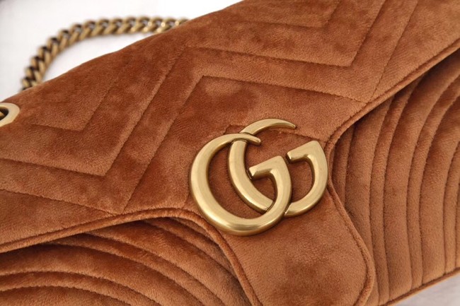 Gucci GG Marmont velvet medium shoulder bag 443497 Taupe