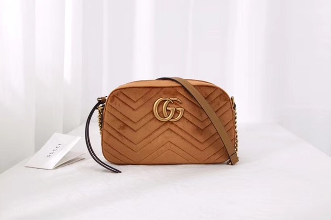 Gucci GG Marmont velvet small shoulder bag 447632 Taupe