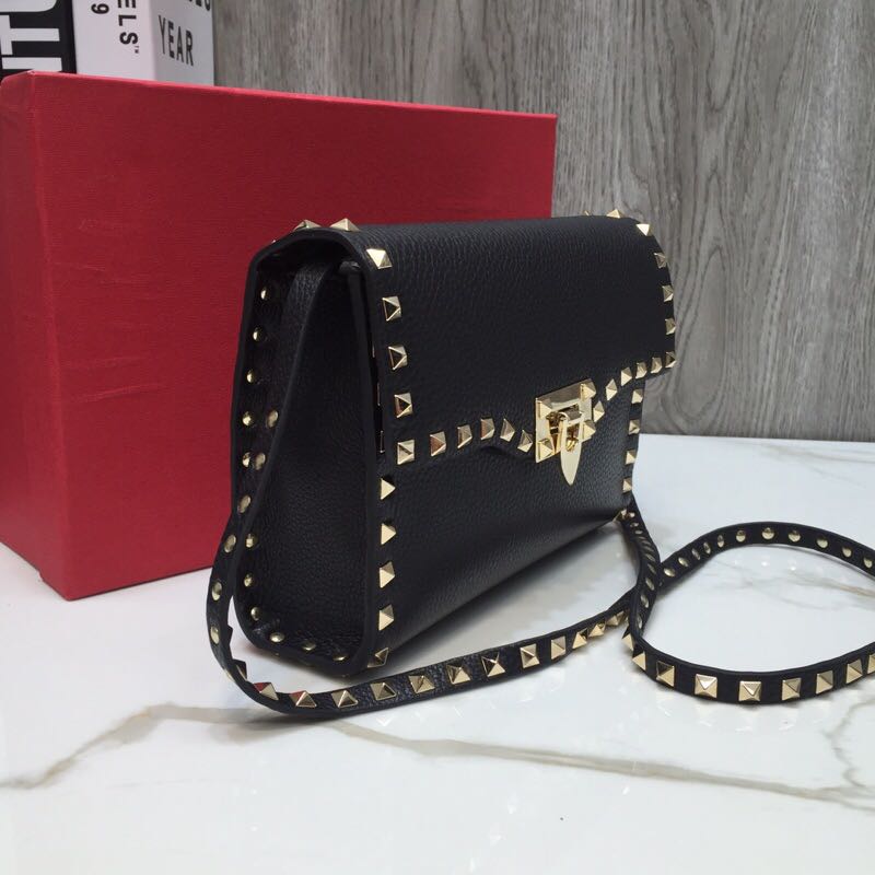 VALENTINO Rockstud leather cross-body bag 76357 black