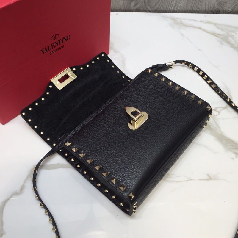 VALENTINO Rockstud leather cross-body bag 76357 black