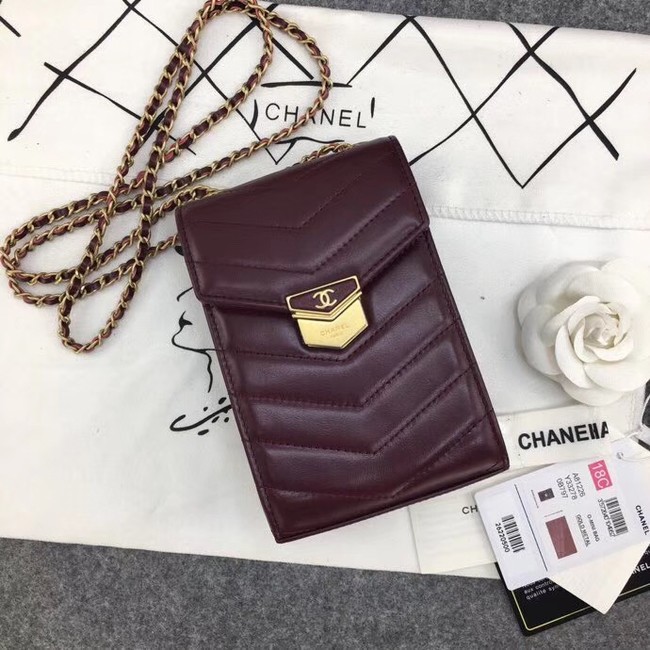 Chanel Original Clutch with Chain A81226 Calfskin & Gold-Tone Metal A81226 Burgundy