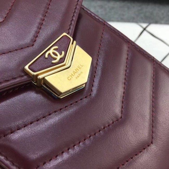 Chanel Original Clutch with Chain A81226 Calfskin & Gold-Tone Metal A81226 Burgundy