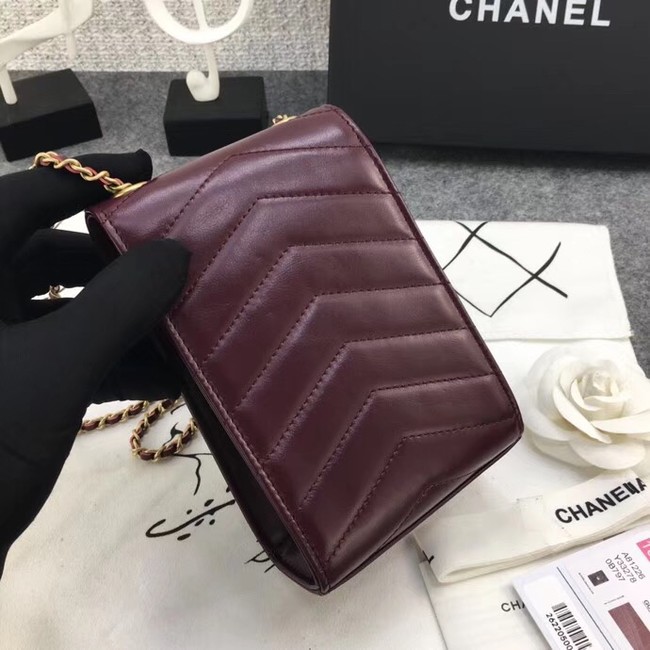 Chanel Original Clutch with Chain A81226 Calfskin & Gold-Tone Metal A81226 Burgundy