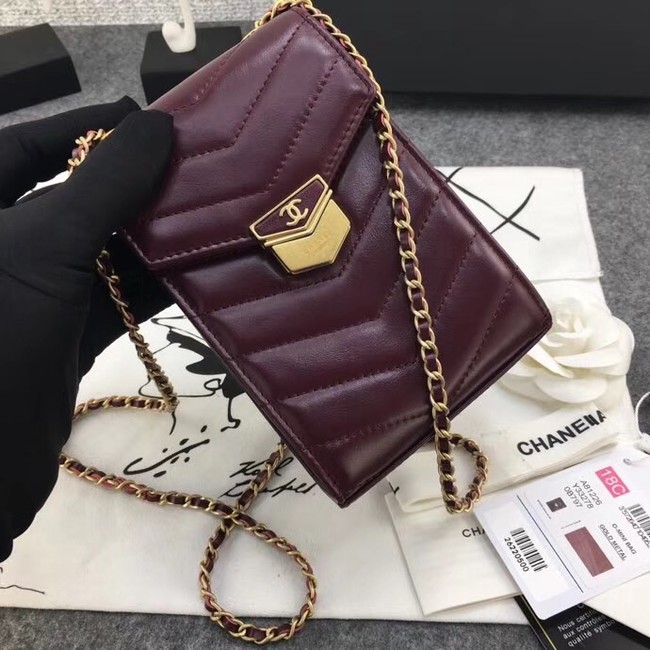 Chanel Original Clutch with Chain A81226 Calfskin & Gold-Tone Metal A81226 Burgundy