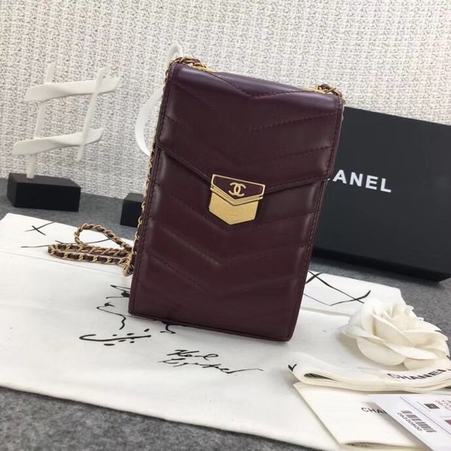 Chanel Original Clutch with Chain A81226 Calfskin & Gold-Tone Metal A81226 Burgundy