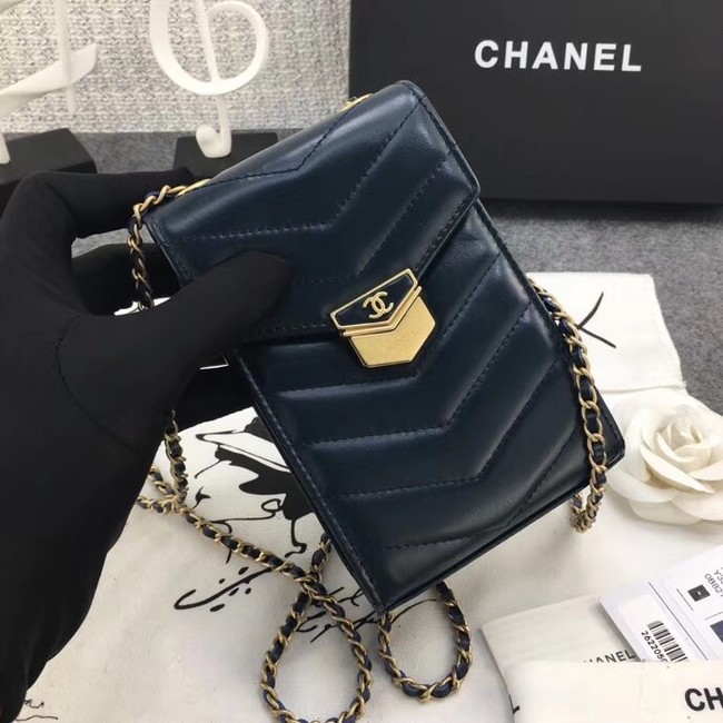 Chanel Original Clutch with Chain A81226 Calfskin & Gold-Tone Metal A81226 dark blue