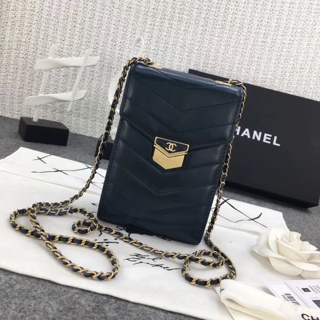 Chanel Original Clutch with Chain A81226 Calfskin & Gold-Tone Metal A81226 dark blue