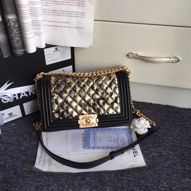 CHANEL Handbag Small BOY Original A67086 Gold-Tone Metal