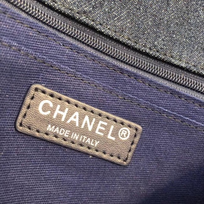 CHANEL Flap Bag Denim Braid & Silve-Tone Metal A57698 dark blue
