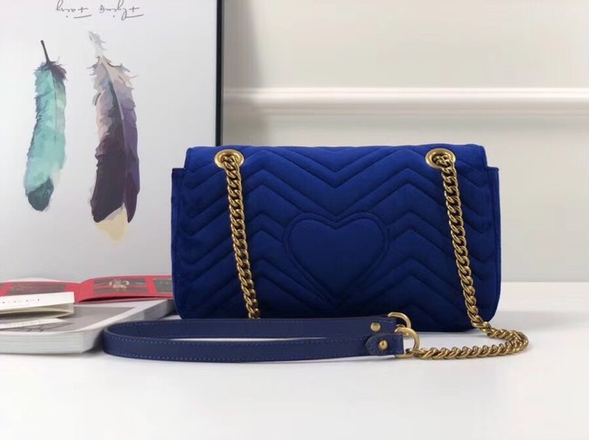 Gucci GG Marmont velvet small shoulder bag 443497 blue