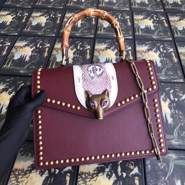 Gucci GG NOW medium top handle bag A466434 Burgundy