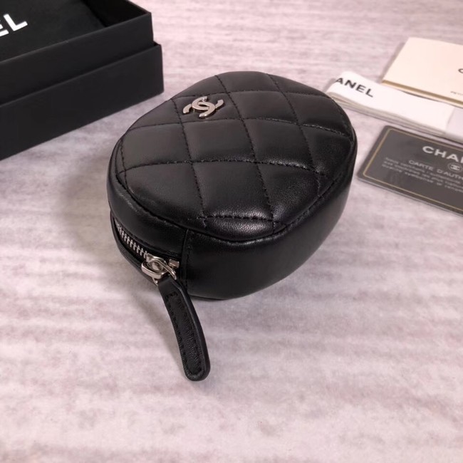 Chanel Coin Purse Lambskin & Silver-Tone Metal A68995 black