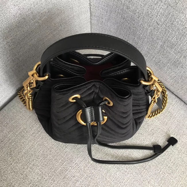 Gucci GG Marmont quilted leather bucket bag 525081 black suede