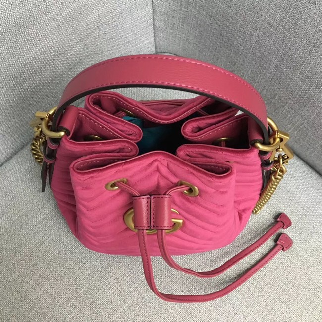 Gucci GG Marmont quilted leather bucket bag 525081 rose suede