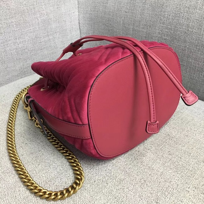 Gucci GG Marmont quilted leather bucket bag 525081 rose suede