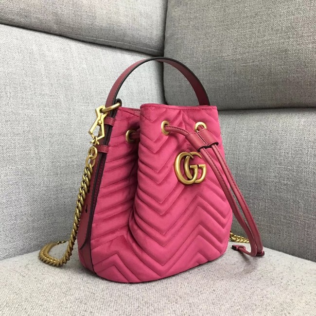 Gucci GG Marmont quilted leather bucket bag 525081 rose suede