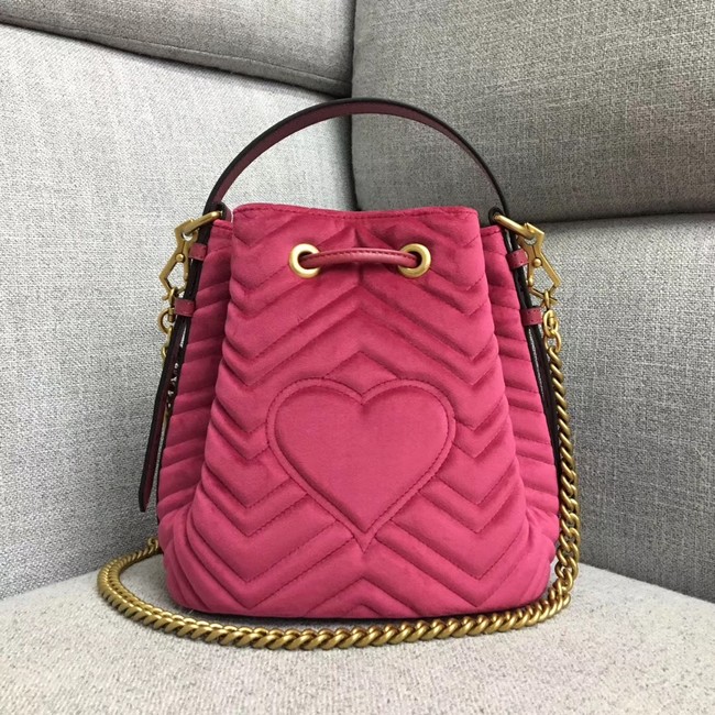 Gucci GG Marmont quilted leather bucket bag 525081 rose suede