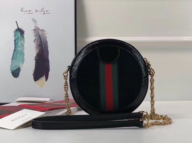 Gucci Ophidia mini round shoulder bag 550618 Black suede