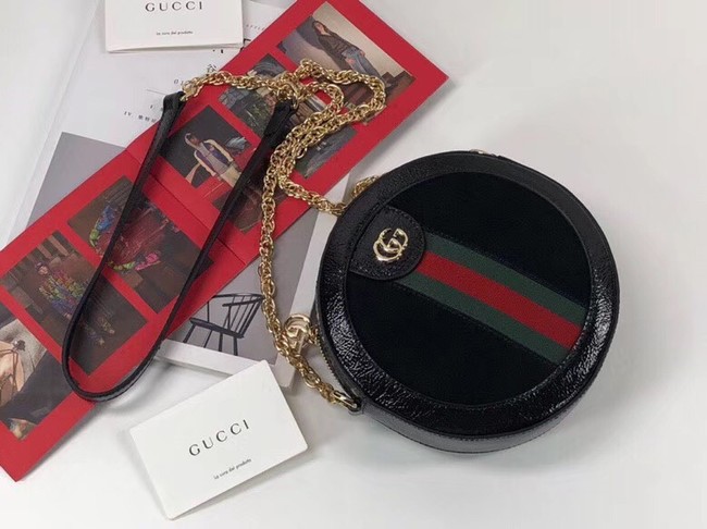 Gucci Ophidia mini round shoulder bag 550618 Black suede