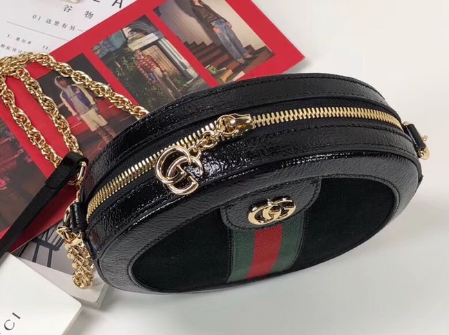 Gucci Ophidia mini round shoulder bag 550618 Black suede