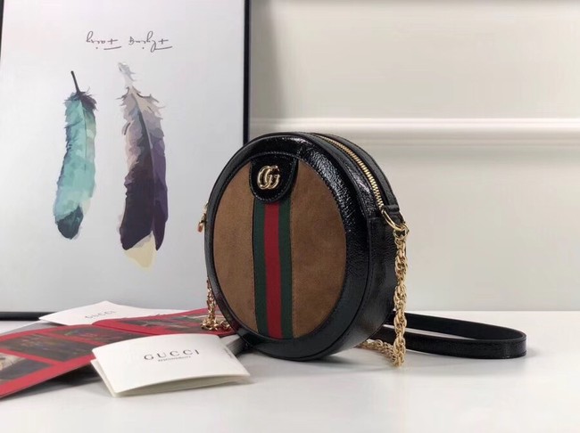 Gucci Ophidia mini round shoulder bag 550618 Brown suede